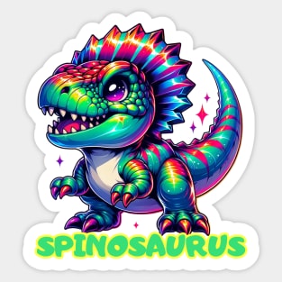 Spinosaurus Rainbow Dino Kawaii Cute Chibi Anime Sticker